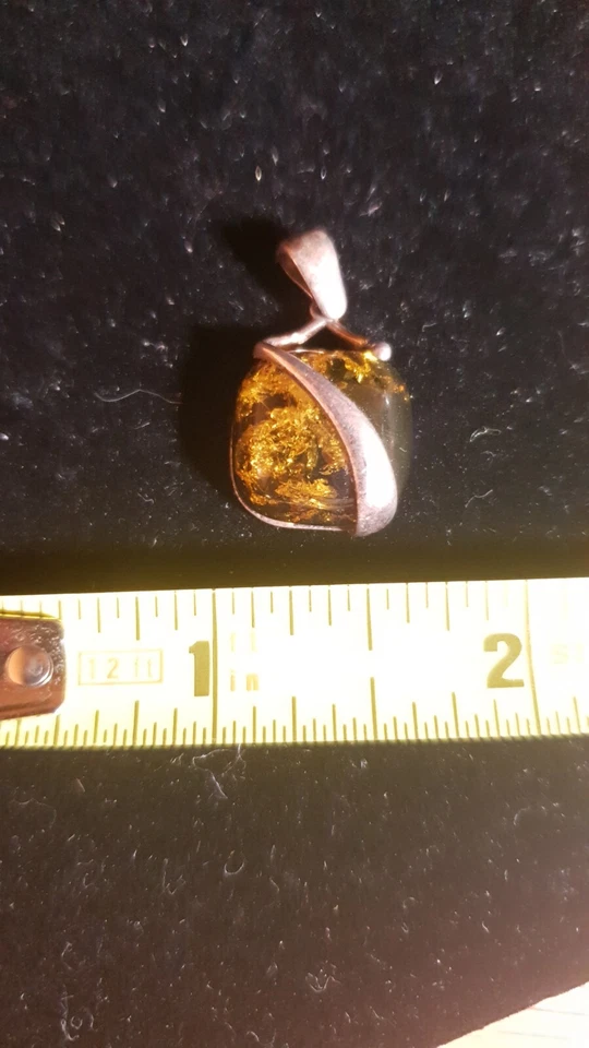 Baltic Amber Sterling Silver 925 Square Pendant 3.4g - Image 3 of 4
