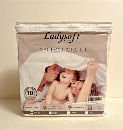 Ladysoft Mattress Protector Bamboo Fiber Soft Waterproof Full White