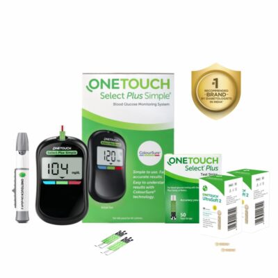OneTouch Select Plus Simple glucometer machine with 50 Test Strips & 50 Lancets