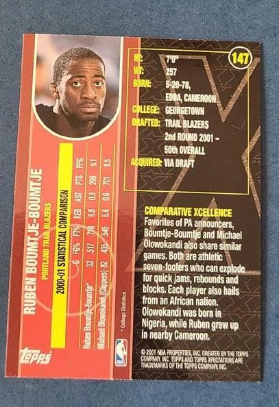 2001-02 Topps Xpectations #147 Ruben Boumtje-Boumtje RC Rookie - Image 2 of 2