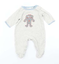 New Look Jungen grau Baumwollmischung Strampler Gr&ouml;&szlig;e 0-3 Monate Druckknopf