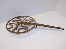 *ANCIEN GRILLE VIANDE TOURNANT en FER FORGE XIXe jus de grange à nettoyer  D
