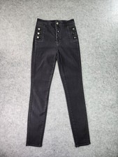 J Brand Natasha Jeans Womens 24 Black Skinny Fearful High Rise Black Coated