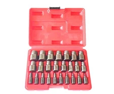 25 PC Multi-Spline Screw Extractor Set Hex Head Bit Socket Wrench Bolt Remover