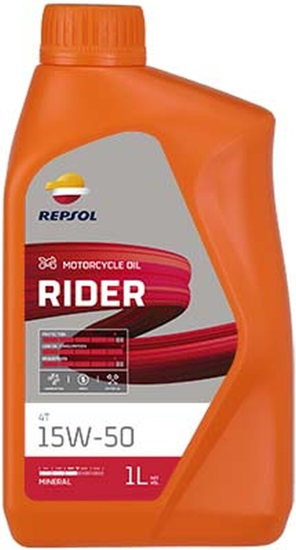 Huile moteur 4T Rider 15W50 minérale MA2 protection supérieure 1L