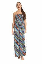 Womens Strapless Maxi Dress Ladies Sheering Boob tube Bandeau Long Lot All Sizes