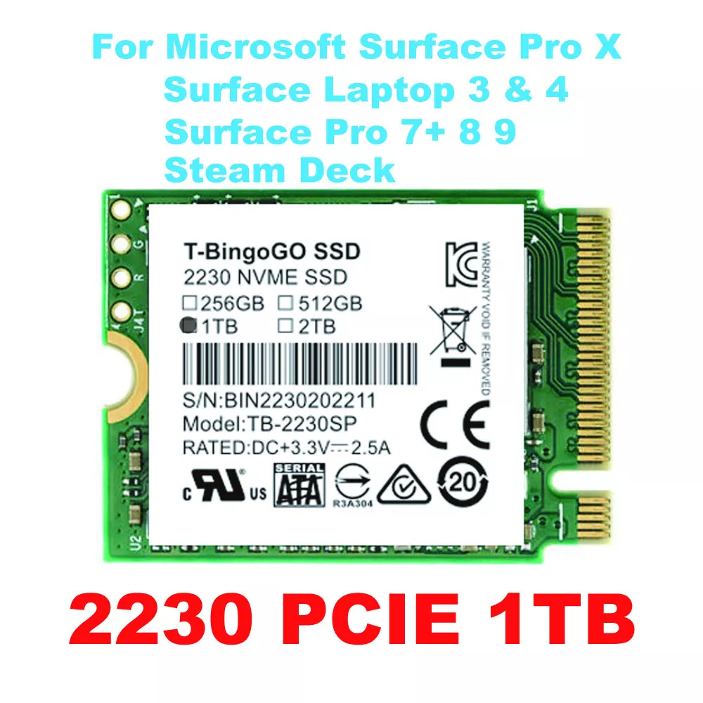 NEW T-BingoGo M.2 2230 SSD 1TB NVMe PCIe For Microsoft Surface Pro X Pro 7+  8