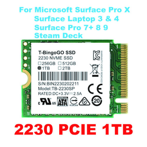 NEW T-BingoGo M.2 2230 SSD 1TB NVMe PCIe For Microsoft Surface Pro X Pro 7+ 8 - Picture 1 of 6