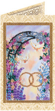DIY Bead embroidery postcard kit "Happy Wedding 3" 3.3"x5.5" / 8.4x14.0 cm