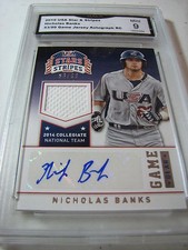 NICHOLAS BANKS 2015 USA STARS & STRIPES GAME GEAR JERSEY AUTO #53/99 RC GRADED 9