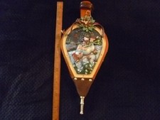 MANTICE SOFFIETTO NATALE ARTIGIANALE METALLO LEGNO PELLE 46 X 20 CM OTTIMO STATO