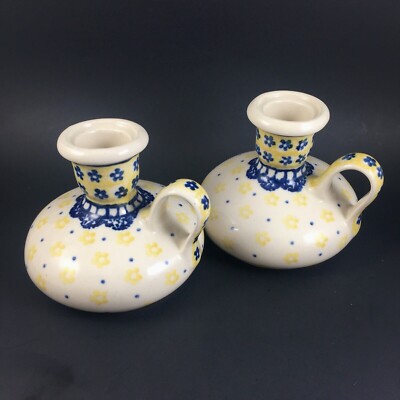 Handmade Polish Pottery Candlestick Holder Ceramika Artystyczna Boleslawiec