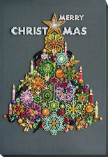 DIY Bead embroidery kit "Christmas Tree. Golden lights" 11.0"x15.0" / 28.0"x38.0