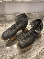 vintage Sure Grip Stylist metal roller skates Hyde black leather boots