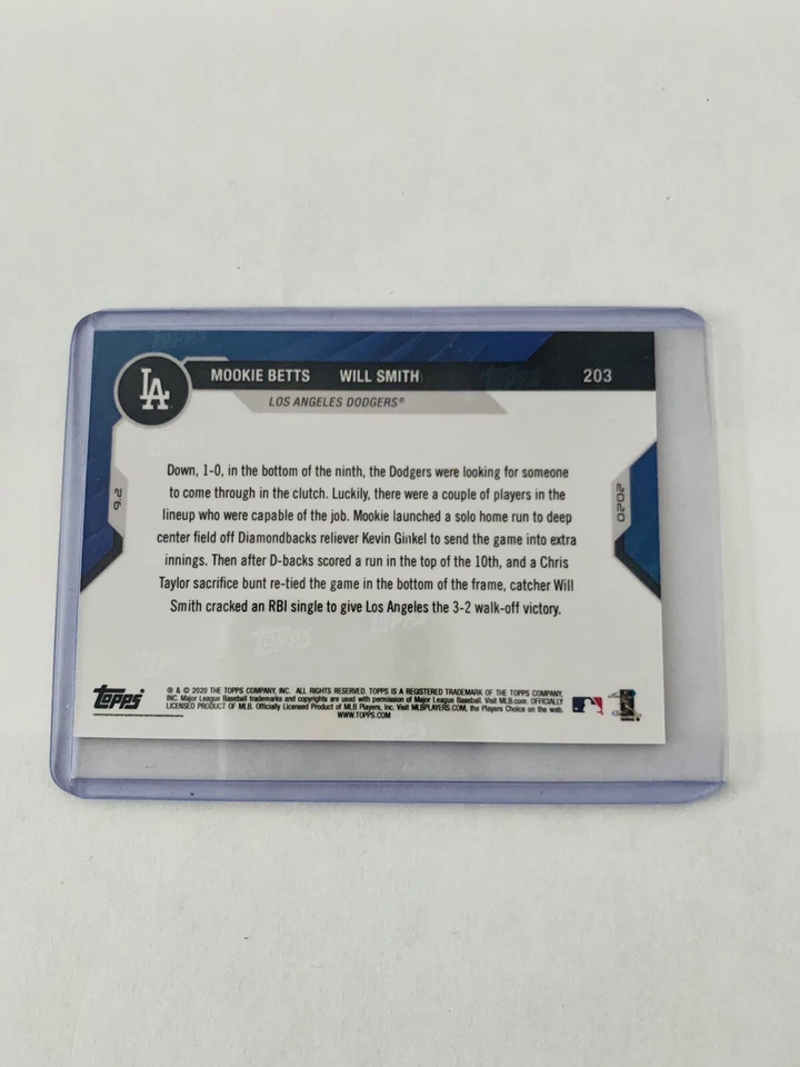 2020 Topps NOW Blue Parallel #203 Mookie Betts / Will Smith 40/49 - Image 2 of 2