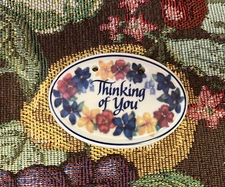 Longaberger Thinking of You Ceramic Tie-on with Blue ribbons NEW in Box  🇺🇸