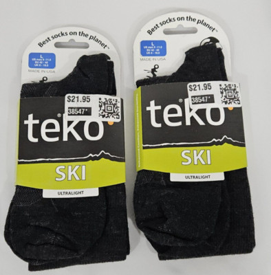 Mens Merino Wool Teko Ski Snowboard Socks Ultralight Pairs Large --  New