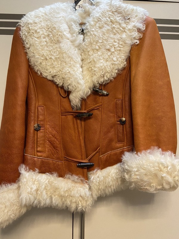 women leather Shearling Jacket Coat Made In Italy Patrizia Pepe Sz 42 US 2 - 4 S