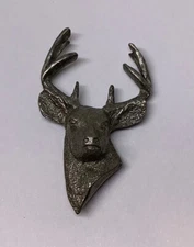Vtg GG Harris Whitetail Deer Head 1988 3-D Sculpture Pewter Lapel Pin (97)