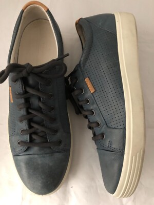ECCO Soft Golf Shoes Men's 10 US Blue Sneaker Perforated Leather Lace Up Casual