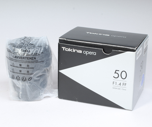NEW TOKINA OPERA 50MM F/1.4 FF NIKON AF MOUNT W BOX PACKAGING HOOD CAPS MANUAL - Picture 1 of 11