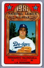 1981 Topps Perma Graphics Fernando Valenzuela Rookie All Star Credit Card RC