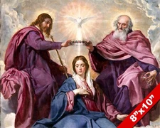 CORONATION OF THE VIRGIN MARY PAINTING ROMAN CATHOLIC ART REAL CANVAS PRINT