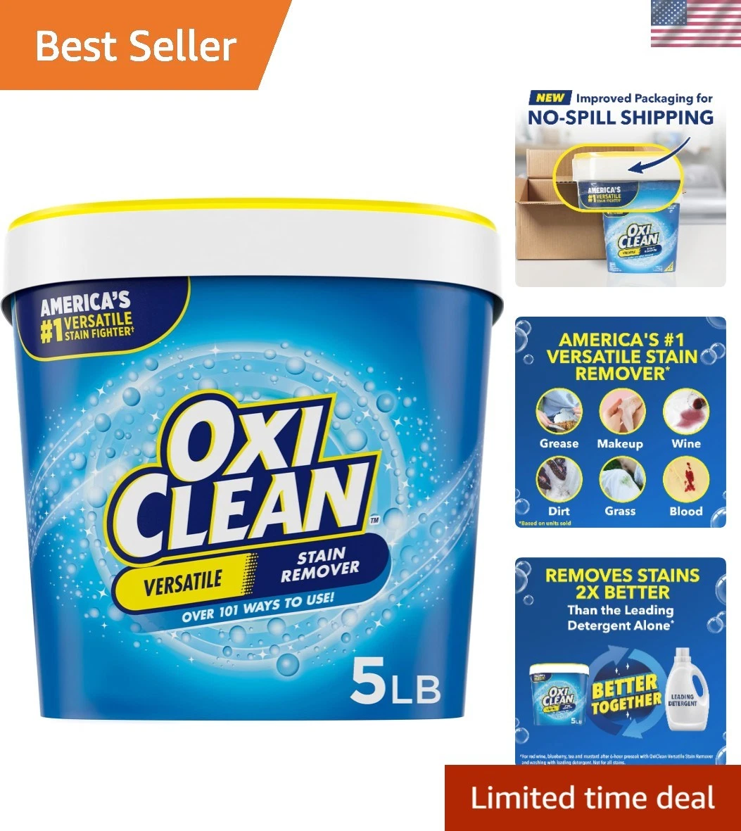 5 lb Multipurpose Stain Remover Powder - Unscented, Eco-Friendly Cleaning Power
Opens in a new windo