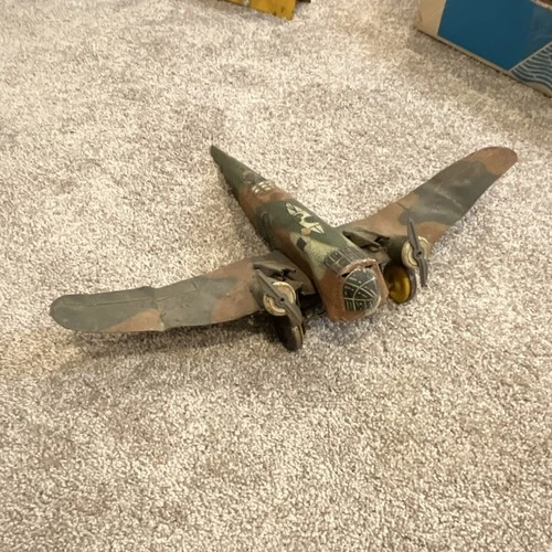 Vintage 1940s Marx Tin Litho Military Camo Plane