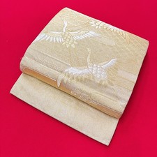 Japanese Kimono Obi 'FUKURO OBI' Silk/Gold/Crane/Luxury/Traditional N1148