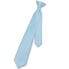 Vesuvio Napoli Boys CLIP-ON NeckTie Solid BABY BLUE Color Youth Neck Tie