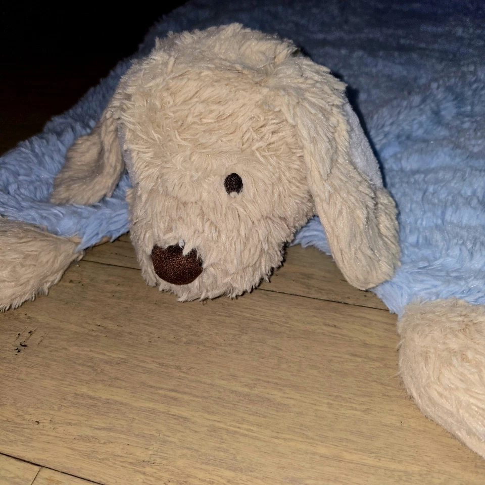 Alfombra de juego de barriga de felpa Lovey azul marrón para cachorro perro 30" x 20" punto de ojos plano Foto 4 de 4