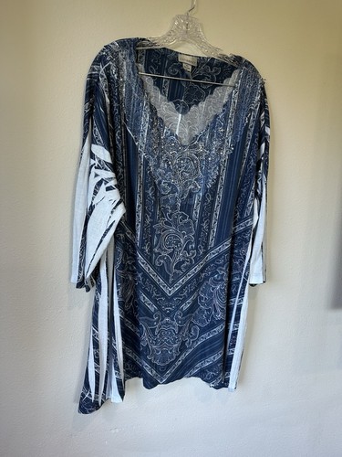 CATHERINES Paisley donna blu con Bling manica 3/4 tg 3x 26/28w - Foto 2 di 7