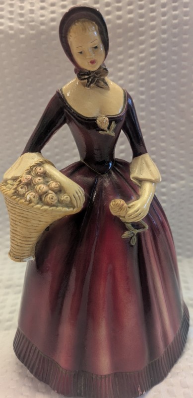 Roman Art Co. Robia Ware Woman Figurine Ceramic Hand Painted Glazed Burgundy