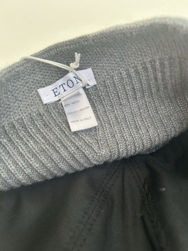 Eton Men’s Cap Hat Knitted Wool Fleece Grey One Size New Designer Made In Italy - Picture 6 of 6