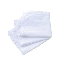 Women's Cotton Handkerchiefs Embroidered Scalloped White Hankies Ladies Weddi...