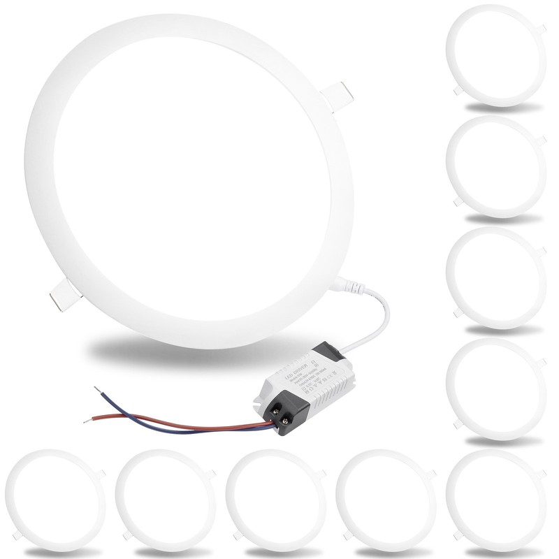10x 18W LED Recessed Ceiling Panel Light Bulb Round Lighting Fixture Cool White