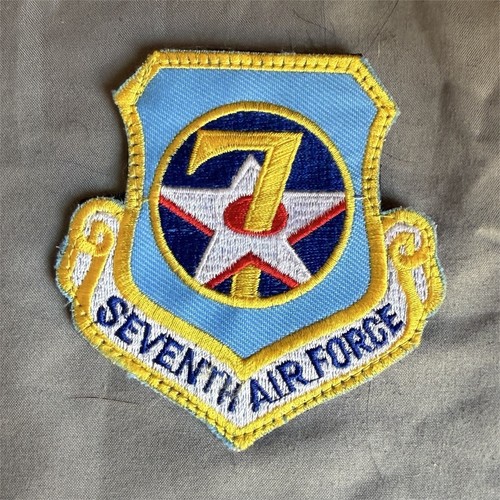 Seventh Air Force Embroidered Military Patch Blue/Yellow w/providence