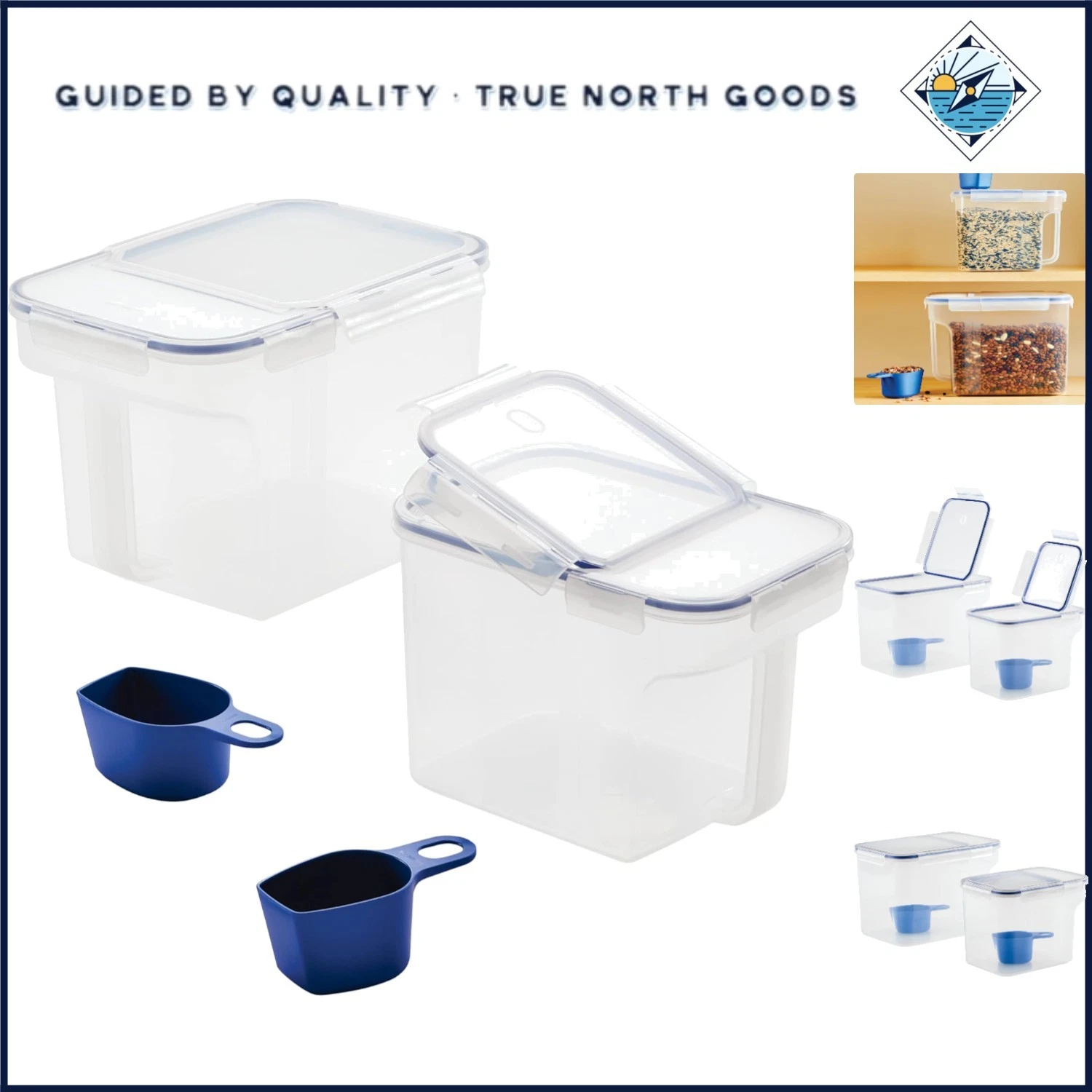 Clear Food Storage Containers with Lids, 4-Piece Set for Kitchen Organization