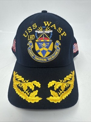 The Corps USS Wasp LHD 1 Logo Blue Baseball Cap Hat One Size Nice Condition