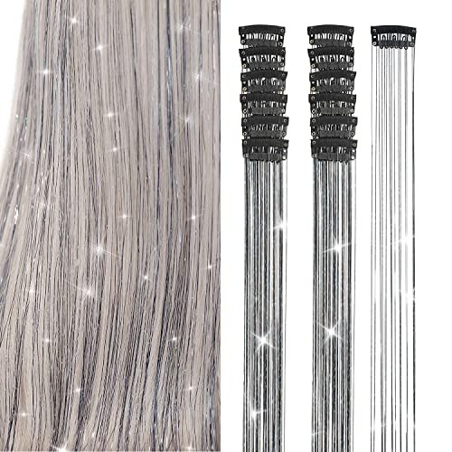Hair Tinsel 12Pcs Clip in Hair Accessories 20.5 Inch 20.5 Inch-12Pcs Black - Picture 1 of 6