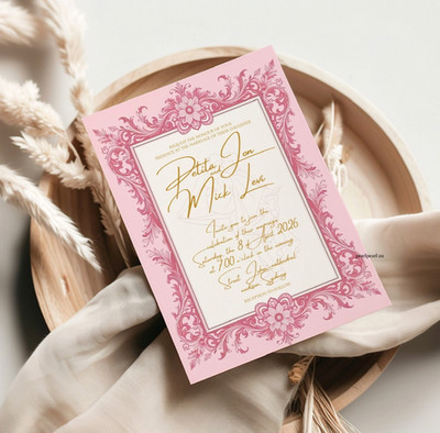 Wedding Bridal Rococo Customisable Canva Invitation Template, Instant Download
