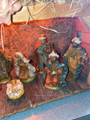 SET PRESEPE FONTANINI ROMANO VINTAGE, mangiatoia, statuine si accende (leggi) - Foto 4 di 6