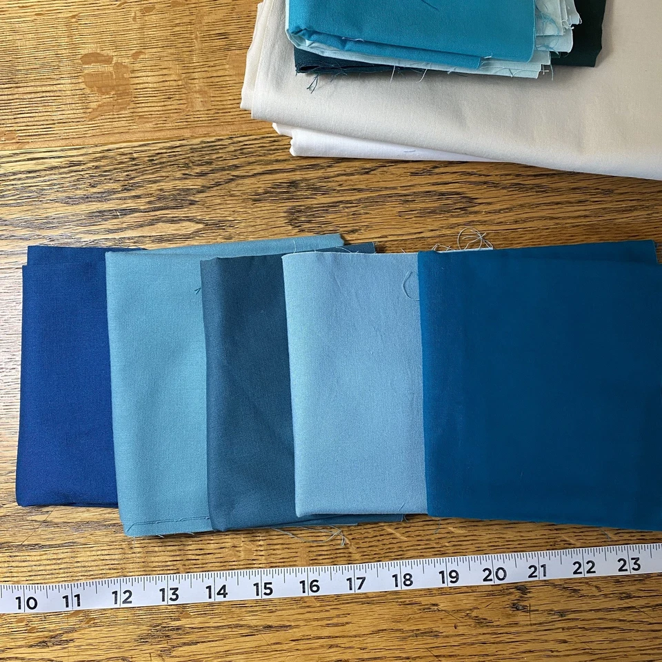 Лот из 12 однотонных тканей для квилтинга многоцветный хлопок - Изображение 3 из 4