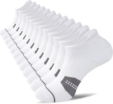 Mens Bamboo Ankle Sock Heel Tab Low Cut Thin Athletic Performance 6 Pair White