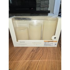 Threshold LED Pillar Candle Set 3pk 6in H X 2.95 Cream Color Black Wick