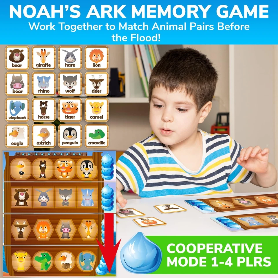 Bible Bingo Noahs Ark Memory Game Set for Kids - Faith-Based Fun - Image 3 of 4