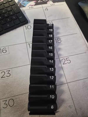 3d printed wrench holder. Made in USA, raised numbers for easy identification