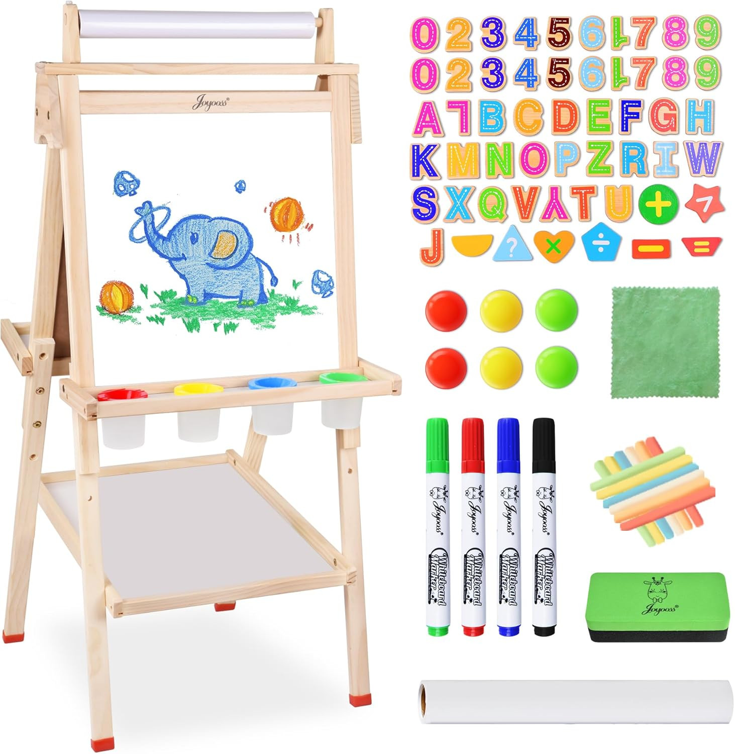 Art Easel for Kids with Double-Sided Magnetic, Wooden Standi