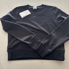 Nike Womens Pullover Sweatshirt Black Crew Neck Long Sleeve Size XS New